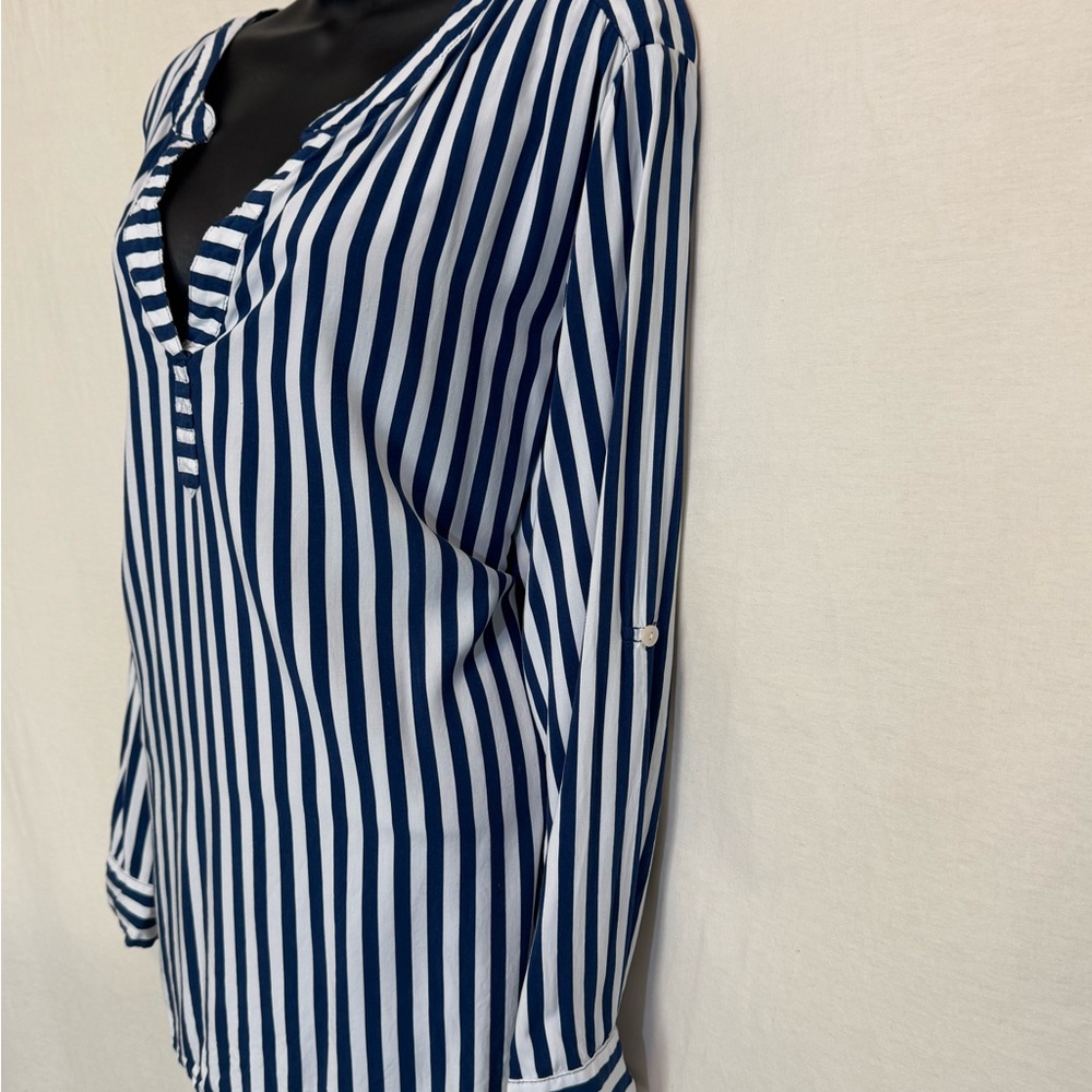 C-119 Jane &‎ Delancey PLUS SIZE 2X Blue & White Stripe Long Sleeve Blouse - Picture 9 of 15